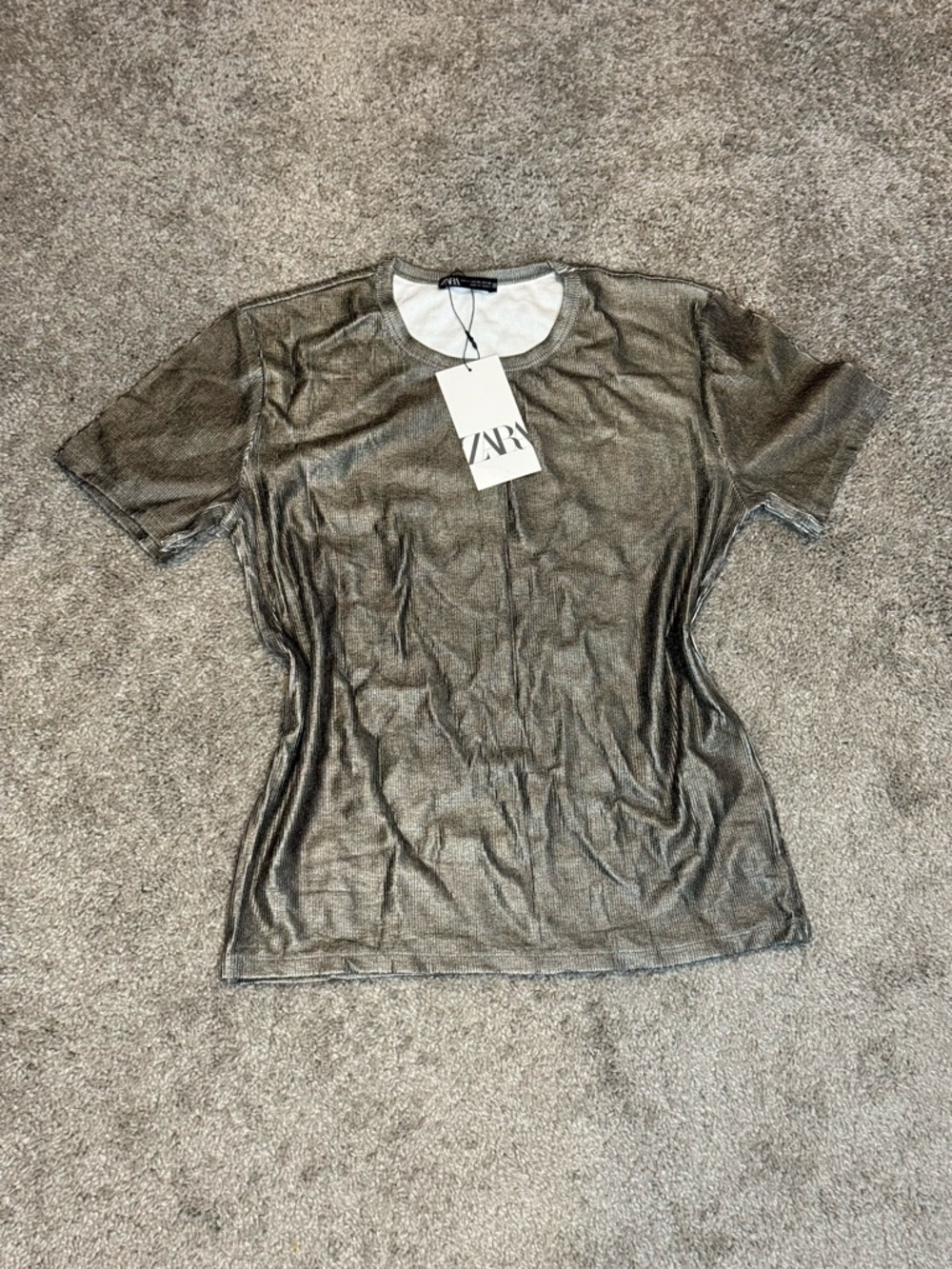ZARA Metallic Ribbed Top - Picture 2 of 4
